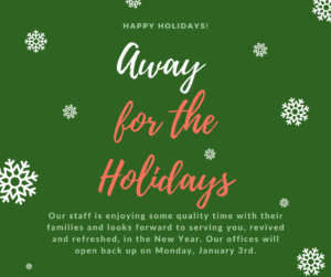 Office closed for holidays message